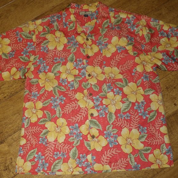 Tommy Bahama Silk Hibiscus Hawaiian Shirt, XL - Picture 1 of 5